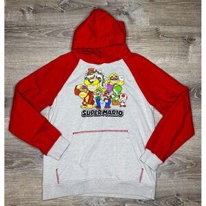 Super Mario Brothers Unisex‎ Youth Hoodie Long Sleeve Pullover Red Gray Size XL